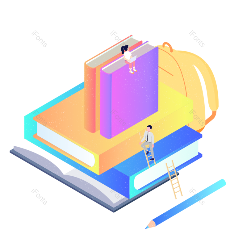 卡通图片,质感元素,梯子PNG,书本免抠素材