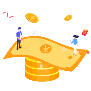 设计 简约 金币 金色 金融 创意 手绘 人物