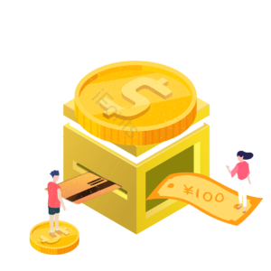手绘 金色 金融 创意 精致 质感 金币 卡通