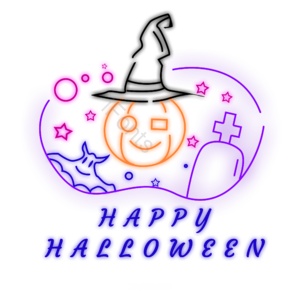 南瓜灯 十字架 墓碑 霓虹灯元素 happy halloween 蝙蝠