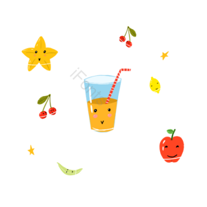 水果 果汁 星系 星星 苹果 水杯 杨桃 美食