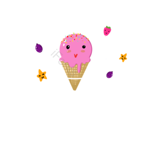 可爱 创意 美食 冰淇淋 草莓 星系 星星