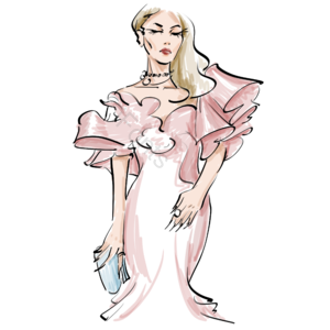 时尚 插画用图 时尚尖端 丫头 衣服服饰 盖 手绘竽 水彩