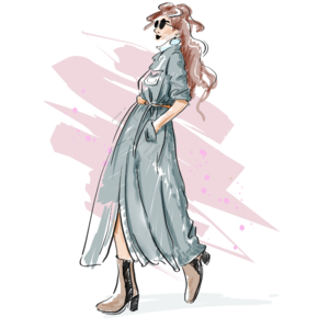 时尚 衣服 插画 姑娘 时尚尖端 模型 覆盖 手绘