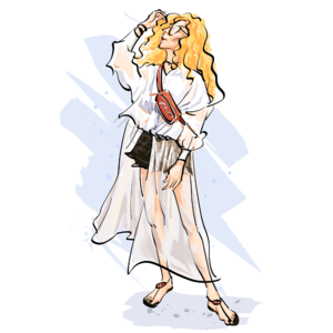时尚尖端 时尚 插画用图 衣服服饰 丫头 盖 手绘竽 水彩