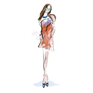 时尚尖端 时尚 丫头 墨镜 衣服服饰 逛街购物 盖 插画用图
