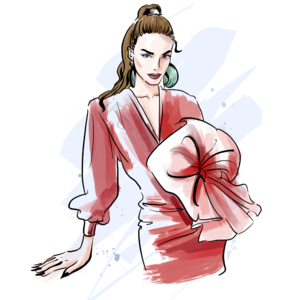 女装 时尚 金色的头发 耳环 丫头 红色 裙子 礼服