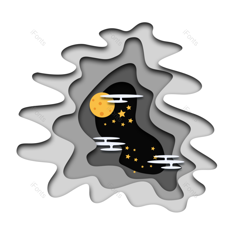 天空图片,云层元素,月亮PNG,星星免抠素材