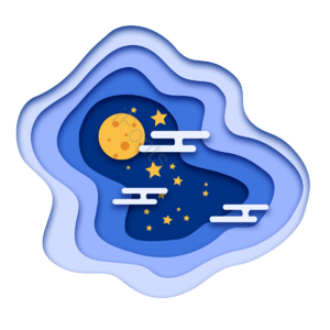 夜空 天空 扁平 繁星 星星 云层 月亮 月球