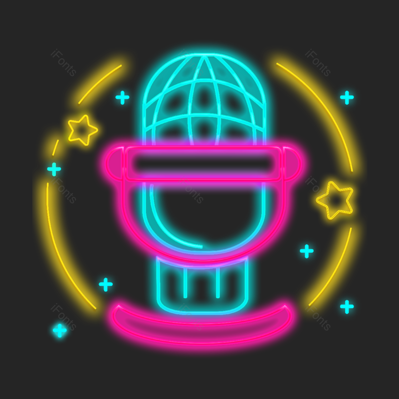 霓虹图片,灯光元素,蓝色PNG,星星免抠素材