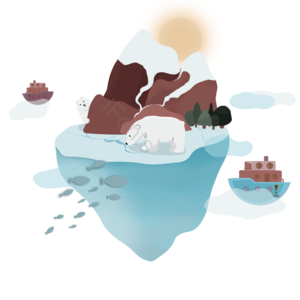 岛屿 飘浮 冰山 插画 北极