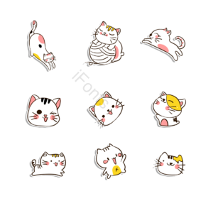 猫咪 手绘 可爱 贴纸 卡通
