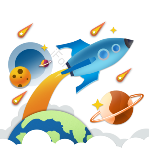 星球 飞船 外太空 云朵 太空 星空 月亮 火箭