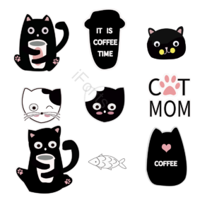 手绘 卡哇伊 小猫 可爱 表情 贴纸 微笑 伤心