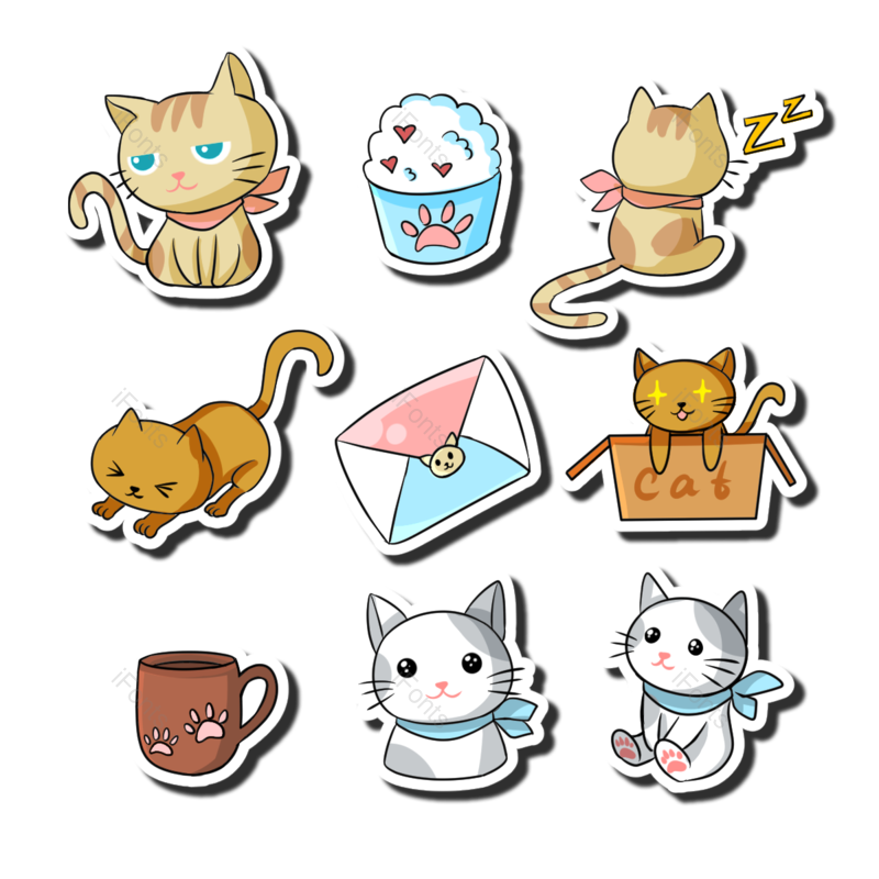 小猫图片,贴纸元素,动物PNG,蛋糕装饰免抠素材
