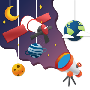 星星 飞艇 外太空 片状云 隔空 星空星河星球 月亮 火箭