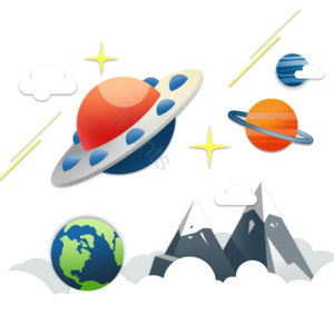 星星 飞艇 外太空 片状云 隔空 星空星河星球 月亮 火箭
