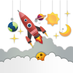 星星 飞艇 外太空 片状云 隔空 星空星河星球 月亮 火箭