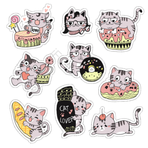 手绘 卡哇伊 蛋糕 甜甜圈 马卡龙 猫咪 面包 可爱