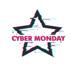 故障风格 黑蓝色 cyber monday 五角星形状边框 促销