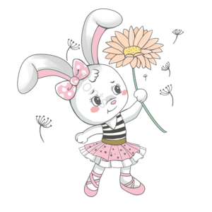 手绘 可爱 叶子 聪明 植物 花卉 弓 小白兔