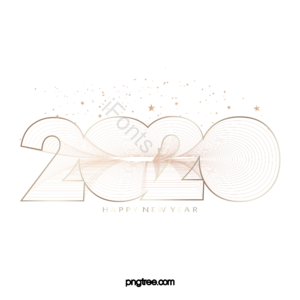 2020艺术字 字体 线条 轮廓 新年快乐 创意