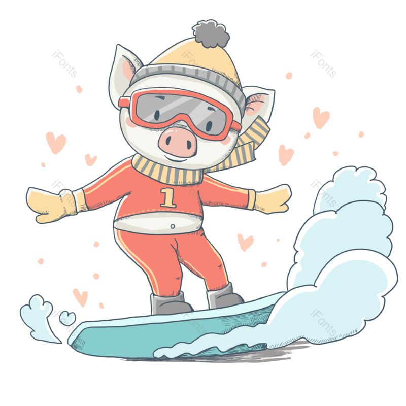 卡通图片,围巾元素,童话PNG,滑雪免抠素材