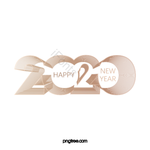 新年快乐 2020 轮廓 线条 装饰 曲线 2020跨年