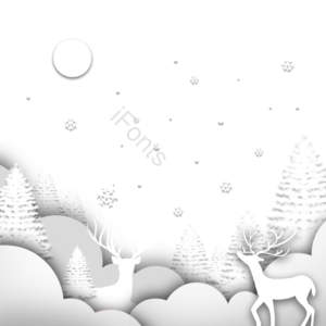 月亮 雪花 麋鹿 剪纸 白色 森林深处 雪花剪贴画 月亮剪贴画