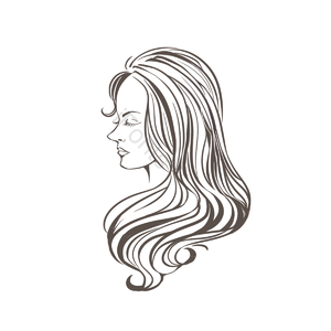 侧脸 女人 卷发 线条 手绘 咖啡色