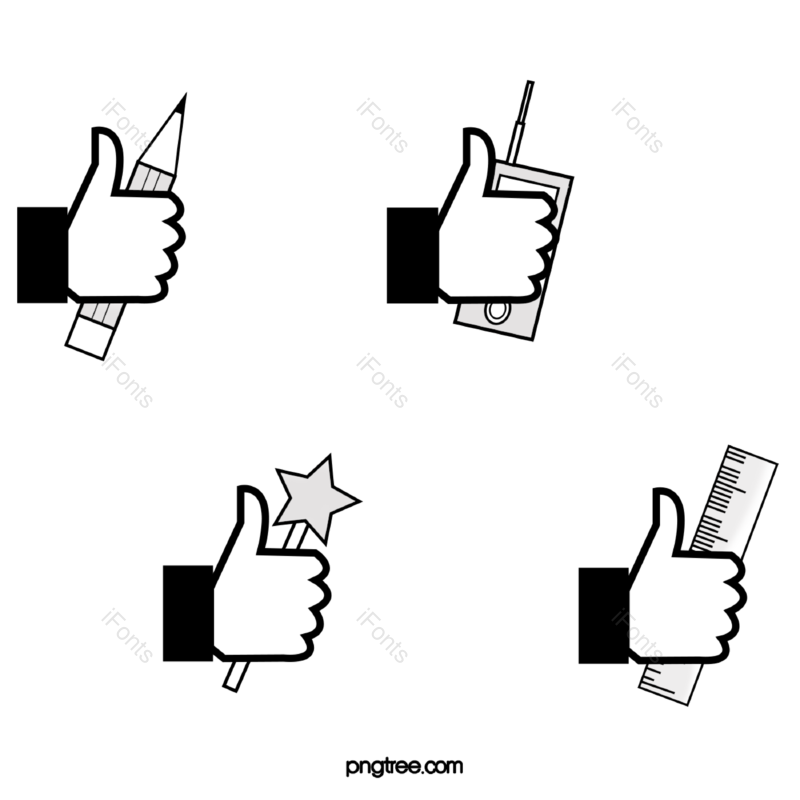 尺子图片,铅笔元素,点赞PNG,白色免抠素材