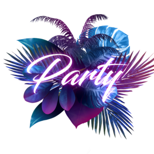 紫色霓虹字体 party 霓虹灯 夏季 热带