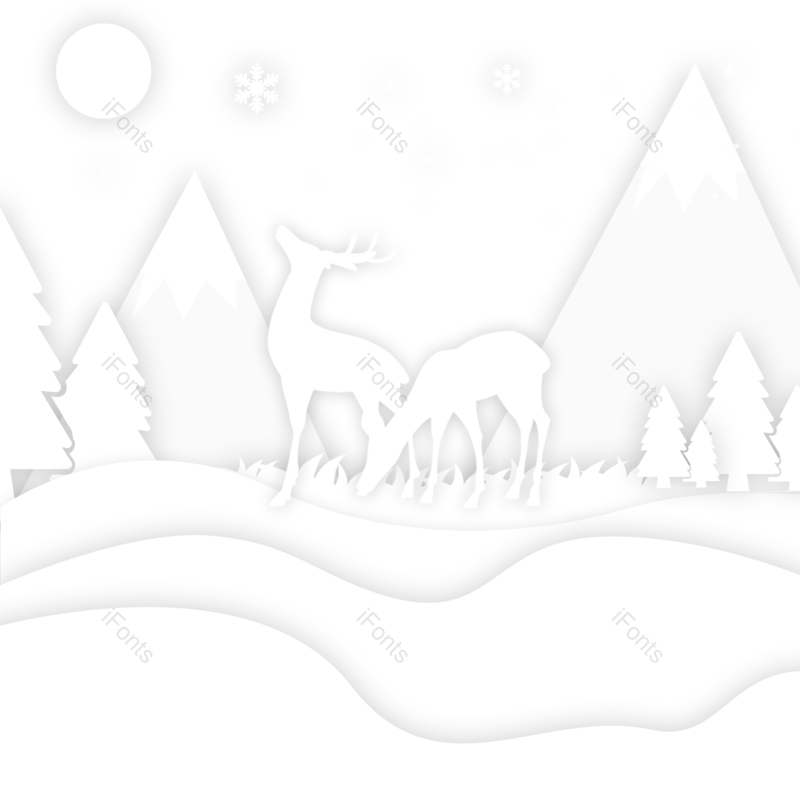 元素图片,森林元素,雪花PNG,剪纸风格免抠素材
