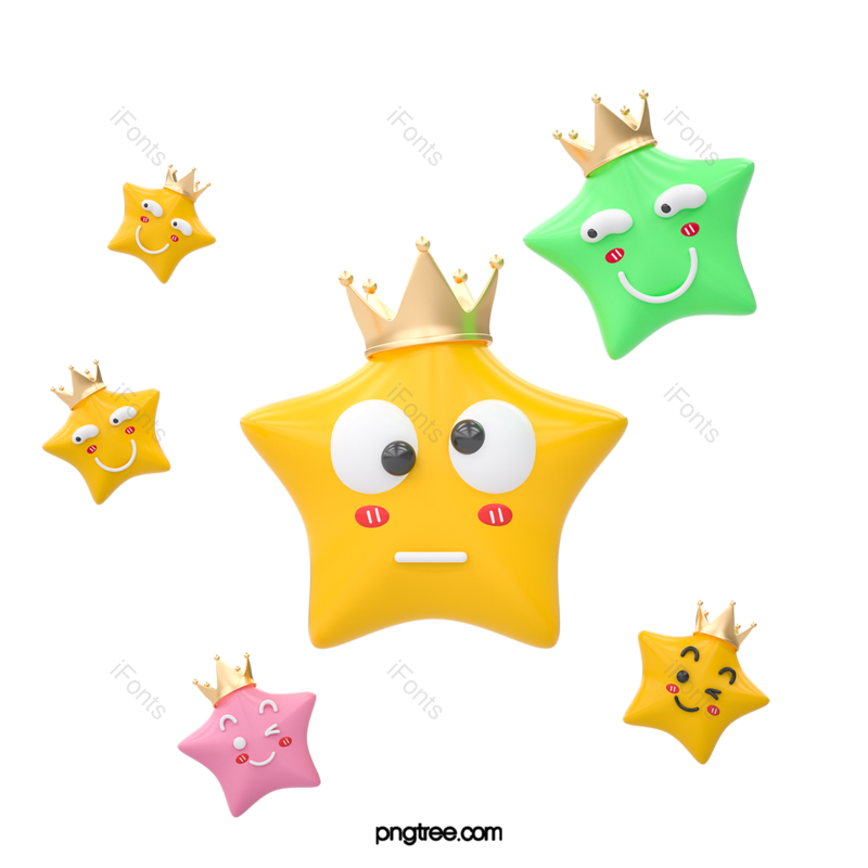 立体图片,皇冠元素,红色PNG,发光星免抠素材