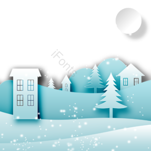 冬季 剪纸风格 房屋 雪花 夜晚 圣诞 雪花剪贴画 冬季剪贴画