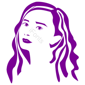 紫色 卷长发 唯美 美容 美发 女人侧脸 漂亮 简约