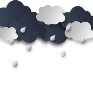 雨滴 水珠 卡通 剪纸风格 下雨云 乌云 墨蓝色 下雨