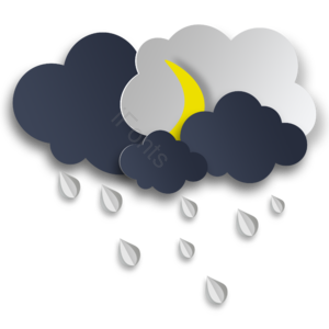 月亮 云层 立体 雨滴 水珠 卡通 渐变 乌云