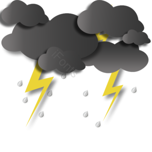 雨滴 闪电 云 下雨云 渐变 黑色 立体 卡通