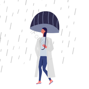 刮风的 动画片 手绘竽 雨 雨伞 皮鞋 裤头 大衣