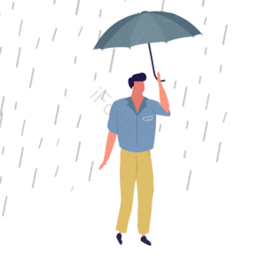动画片 手绘竽 雨 雨伞 裤头 皮鞋 T恤衫 刮风的