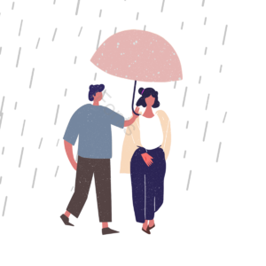 雨伞 裤头 皮鞋 T恤衫 刮风的 动画片 手绘竽 情侣