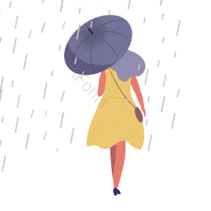 剪影 黄色 裙子 动画片 手绘竽 雨 雨伞 裤头