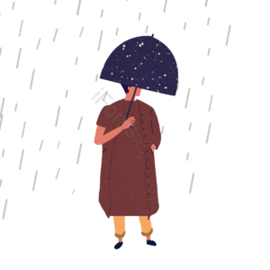 雨伞 男人图 雨 裤头 皮鞋 T恤衫 刮风的 动画片
