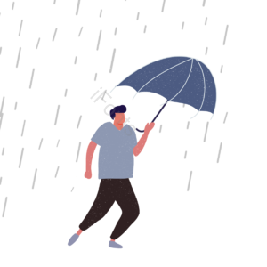 刮风的 雨伞 雨 裤头 皮鞋 T恤衫 动画片 手绘竽
