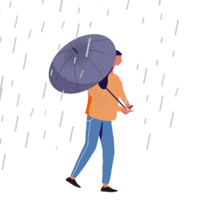 雨伞 裤头 皮鞋 T恤衫 刮风的 动画片 手绘竽 蓝色