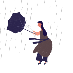 动画片 手绘竽 雨 雨伞 裤头 皮鞋 T恤衫 刮风的
