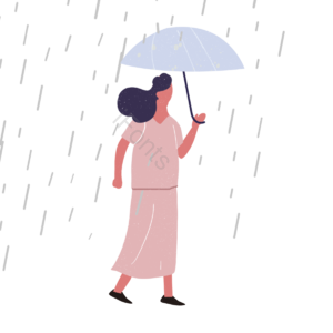 雨 雨伞 裤头 皮鞋 T恤衫 刮风的 动画片 手绘竽