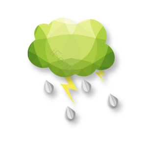 水滴 切面 色块组合 晶格化 渐变 下雨云 天气标签 闪电