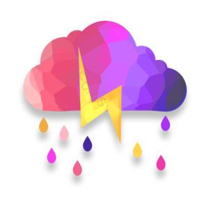 立体 水滴 切面 色块组合 渐变 下雨云 闪电 云
